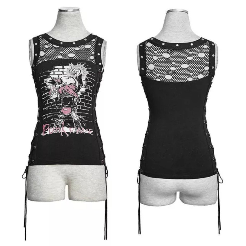 Punk Rave Gothic Print Sleeveless Top